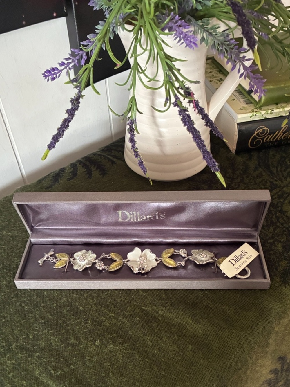 Dillards Floral Silver and Gold Bracelet